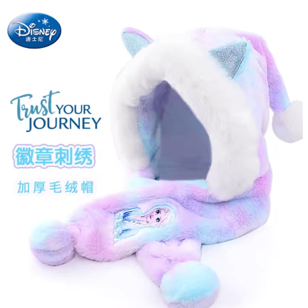 Disney Frozen Elsa And Anna Peaked Cap With Velvet Ear Protection Scarf 6
