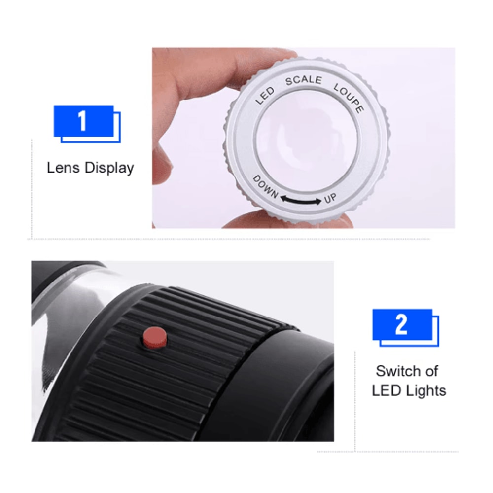 30x Pocket Magnifier With LED UV Light And Measuring Scale 3