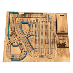 classic traditional wooden cribbage board game set