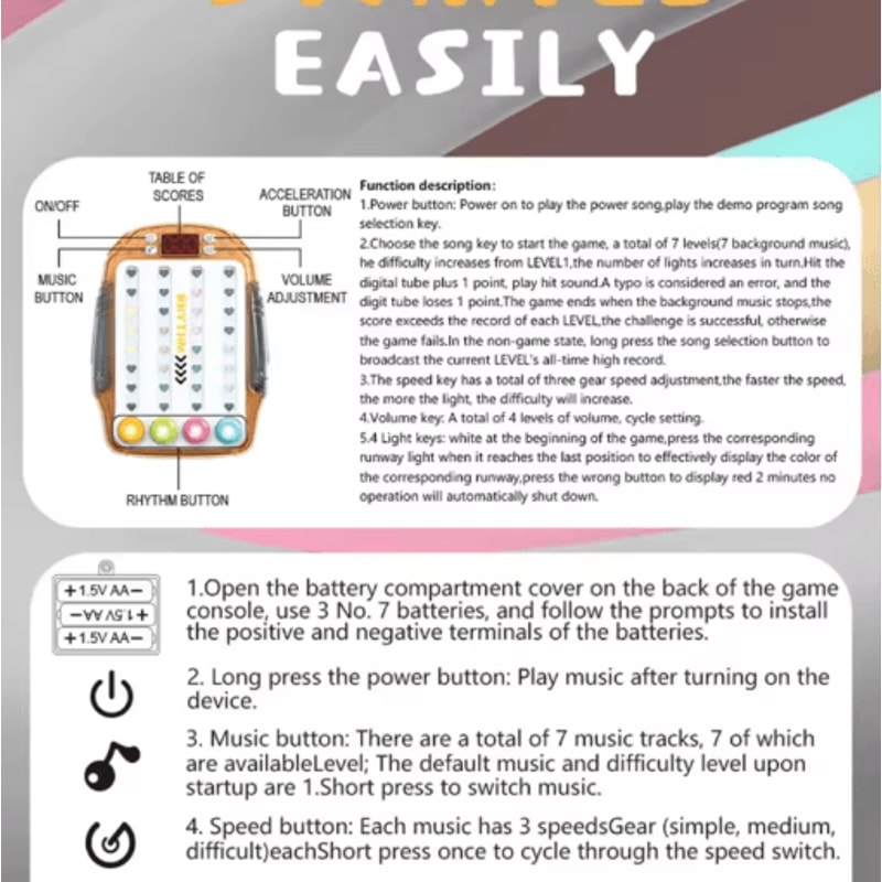 Quick Push Pop It Light Up Game Console For Multiplayer Reaction And Hand Training 9