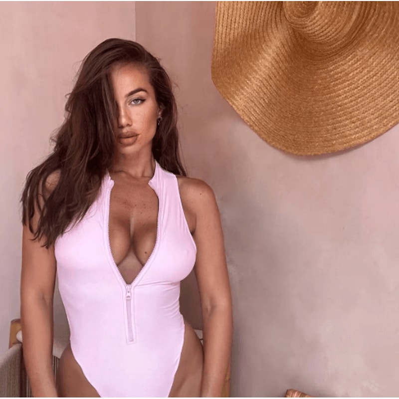 Zipper Front High Leg Monokini One Piece Swimsuit For Surf And Beach 0