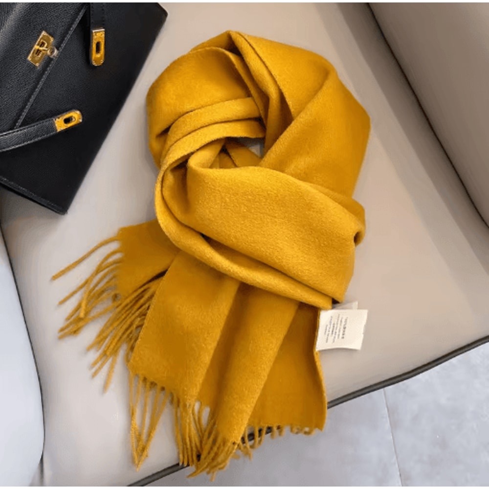 100 Wool Winter Narrow Scarf In Solid Colors For Men And Women 7