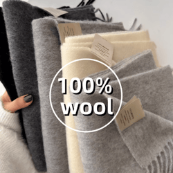 100% wool winter narrow scarf in solid colors for men and women