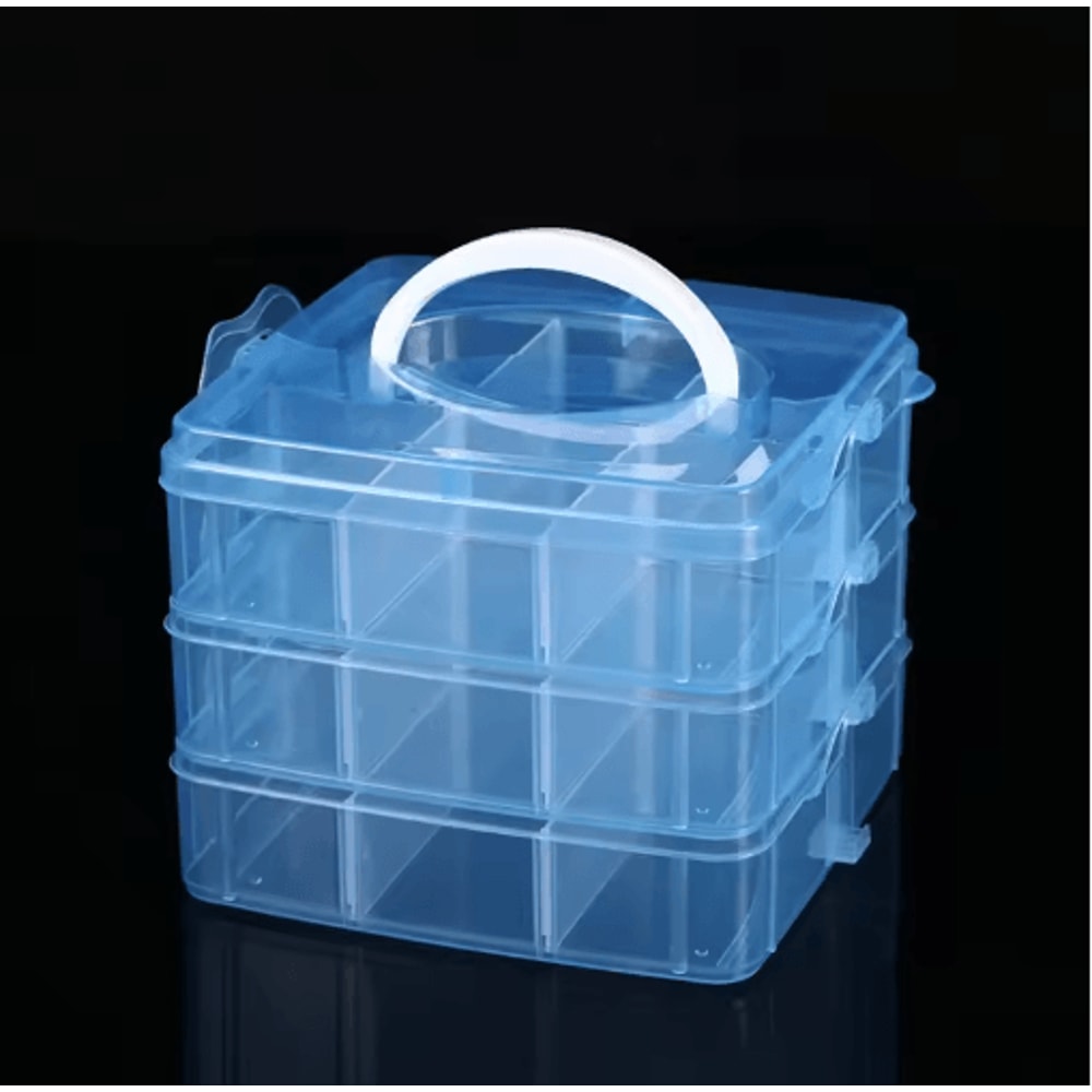 3 Layer 18 Grid Portable Storage Box With Detachable Compartments 1