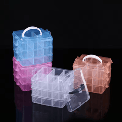 3 layer 18 grid portable storage box with detachable compartments