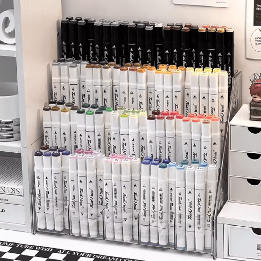 Large Capacity Staircase Desk Storage Box With Multi Compartment Pen Holder 3