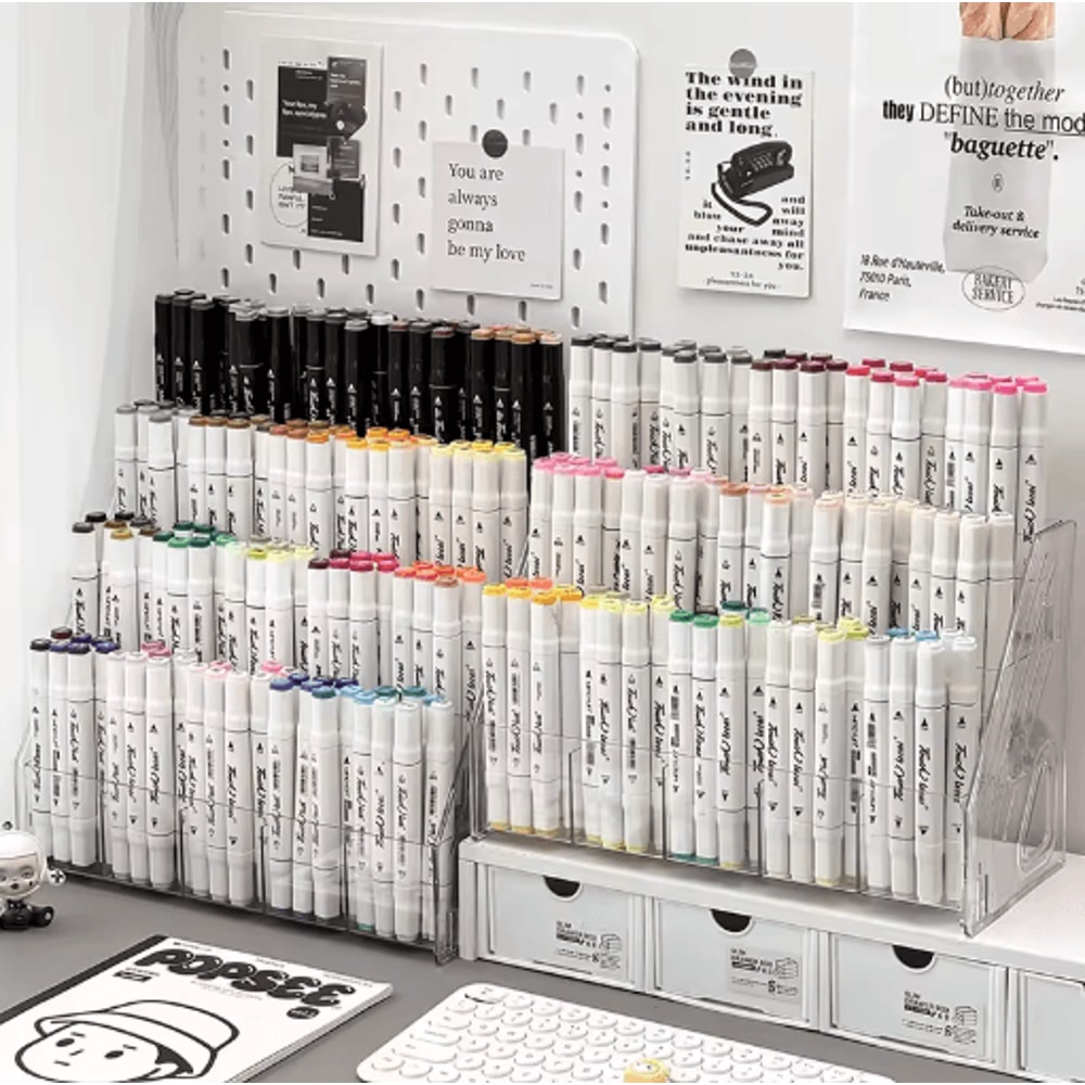 Large Capacity Staircase Desk Storage Box With Multi Compartment Pen Holder 6