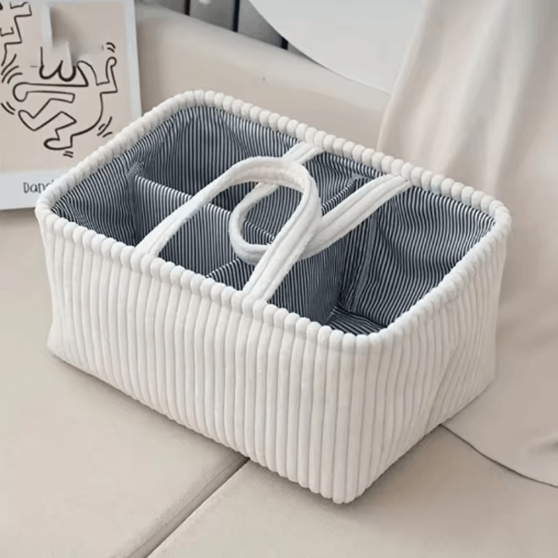 Large Bohemian Woven Storage Basket With Multi Compartment Organizer 1
