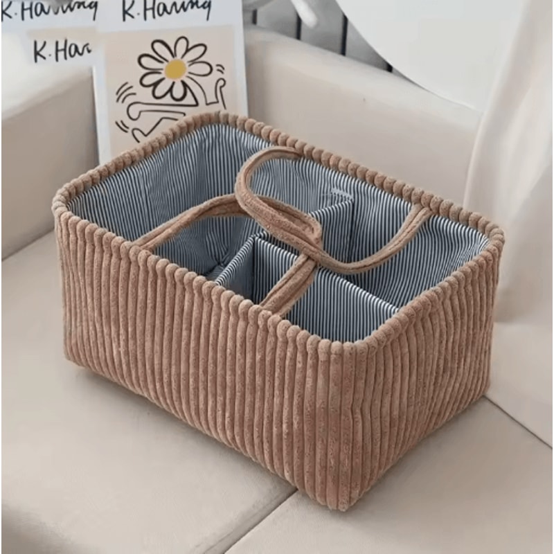Large Bohemian Woven Storage Basket With Multi Compartment Organizer 3