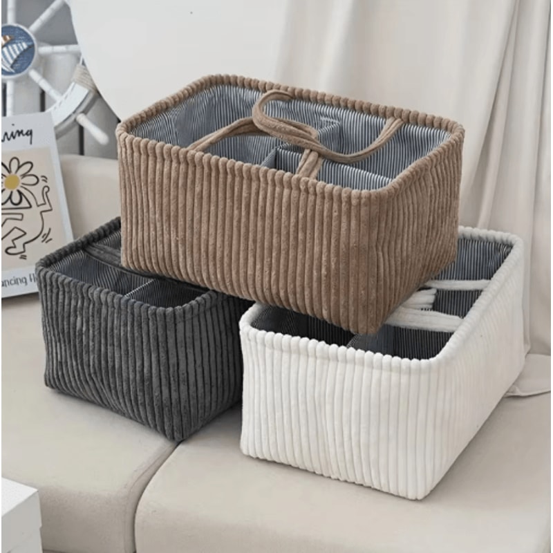 Large Bohemian Woven Storage Basket With Multi Compartment Organizer 4