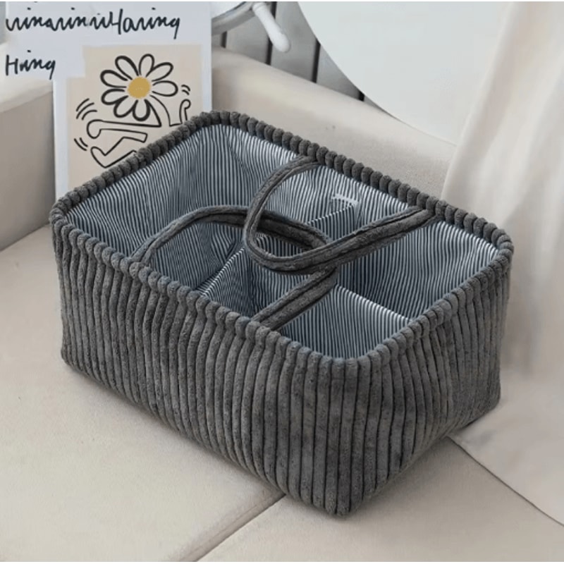 Large Bohemian Woven Storage Basket With Multi Compartment Organizer 5