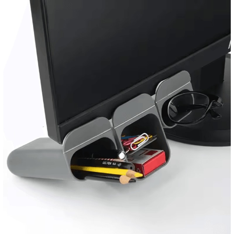 Adhesive Screen Pen Holder Desktop Stationery Organizer For Monitor And Desk 0