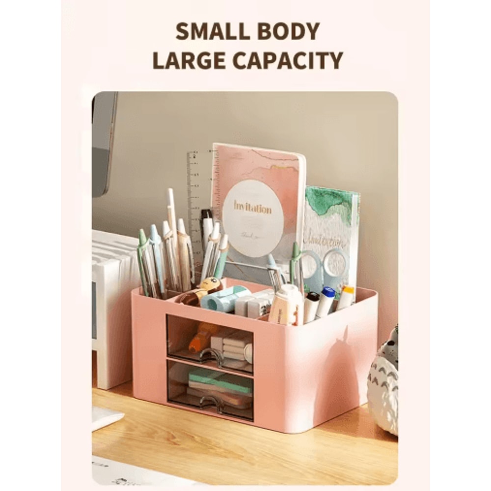 Drawer Type Stationery Storage Box With Multiple Compartments And Dust Protection 3