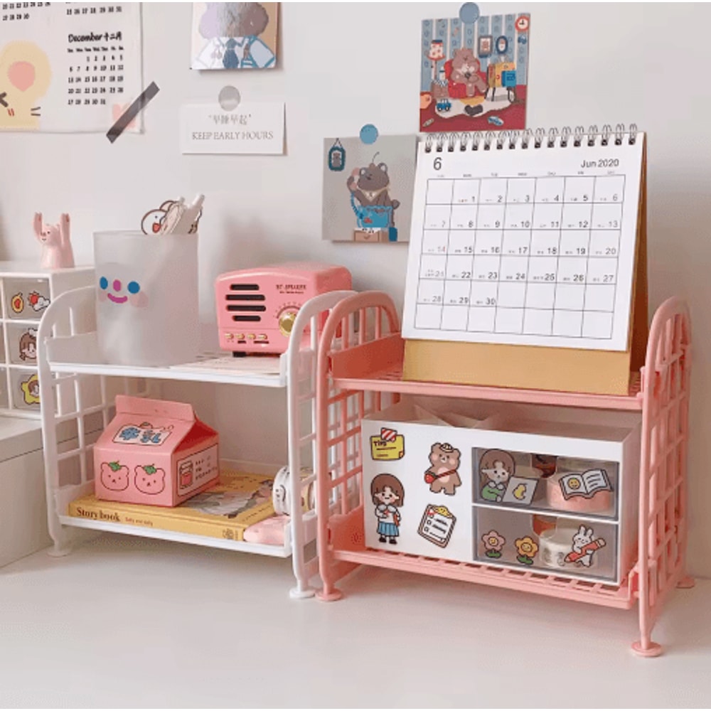 Detachable Folding Double Layer Desktop Storage Rack For Office And Under Desk Use 10