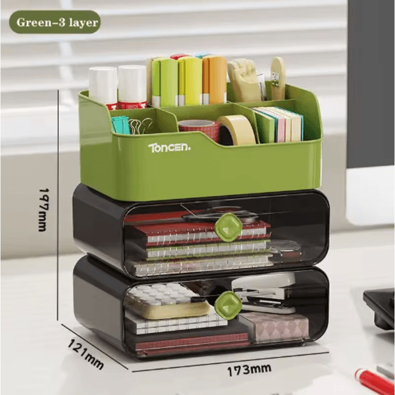3 Layer Desk Organizer With Drawers For Office And School Supplies 1