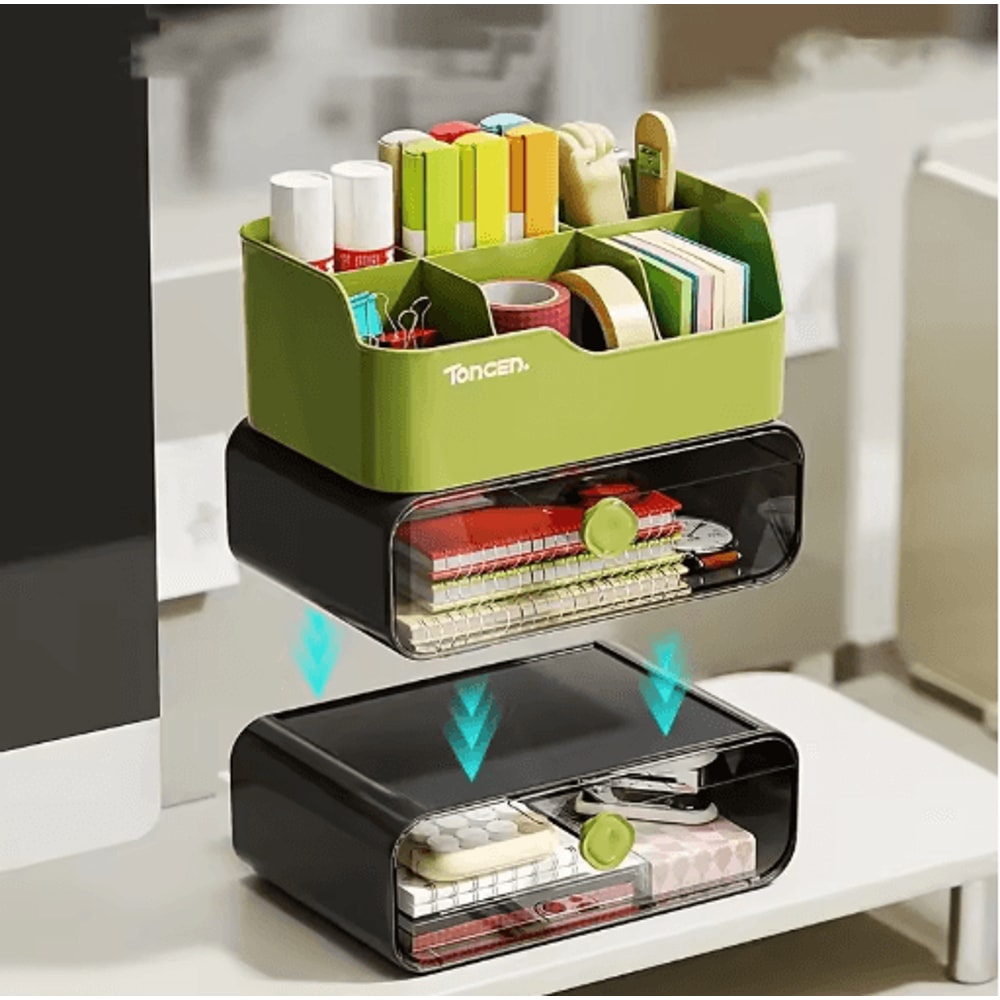 3 Layer Desk Organizer With Drawers For Office And School Supplies 5