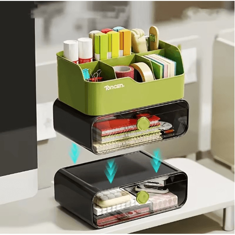 3 Layer Desk Organizer With Drawers For Office And School Supplies 5