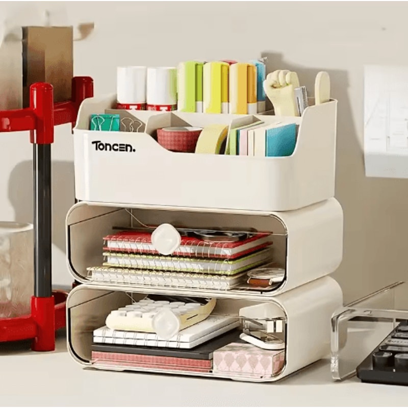 3 Layer Desk Organizer With Drawers For Office And School Supplies 7