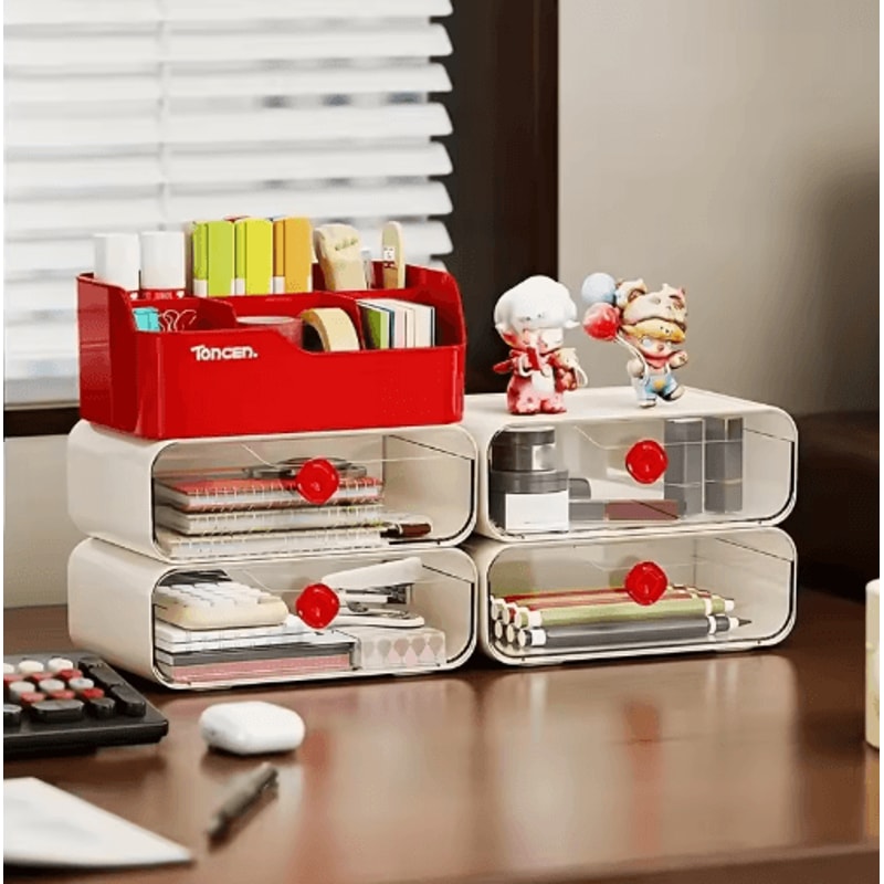 3 Layer Desk Organizer With Drawers For Office And School Supplies 8