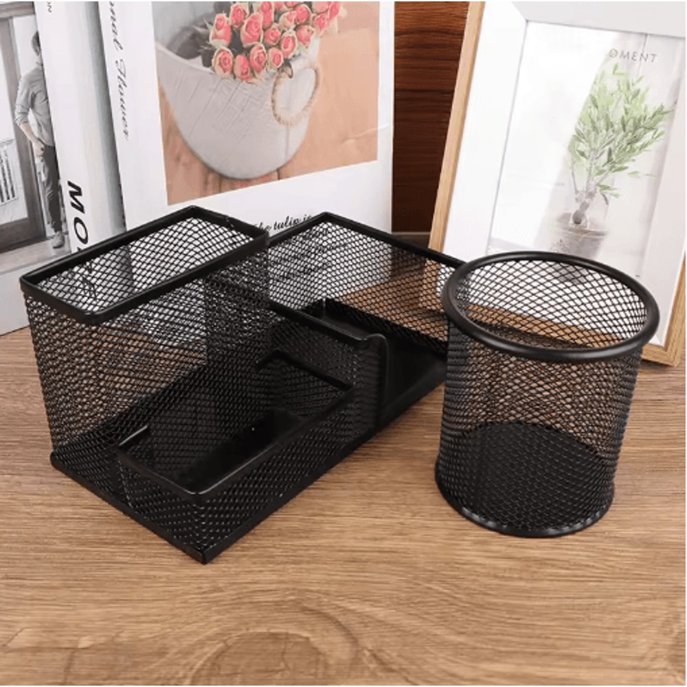 Creative Metal 3 Grid Desk Organizer Pen Holder And File Storage Rack 4