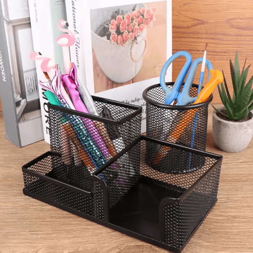 Creative Metal 3 Grid Desk Organizer Pen Holder And File Storage Rack 0