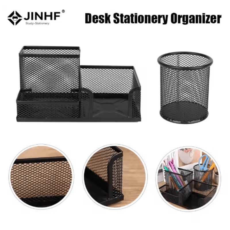 Creative Metal 3 Grid Desk Organizer Pen Holder And File Storage Rack 7
