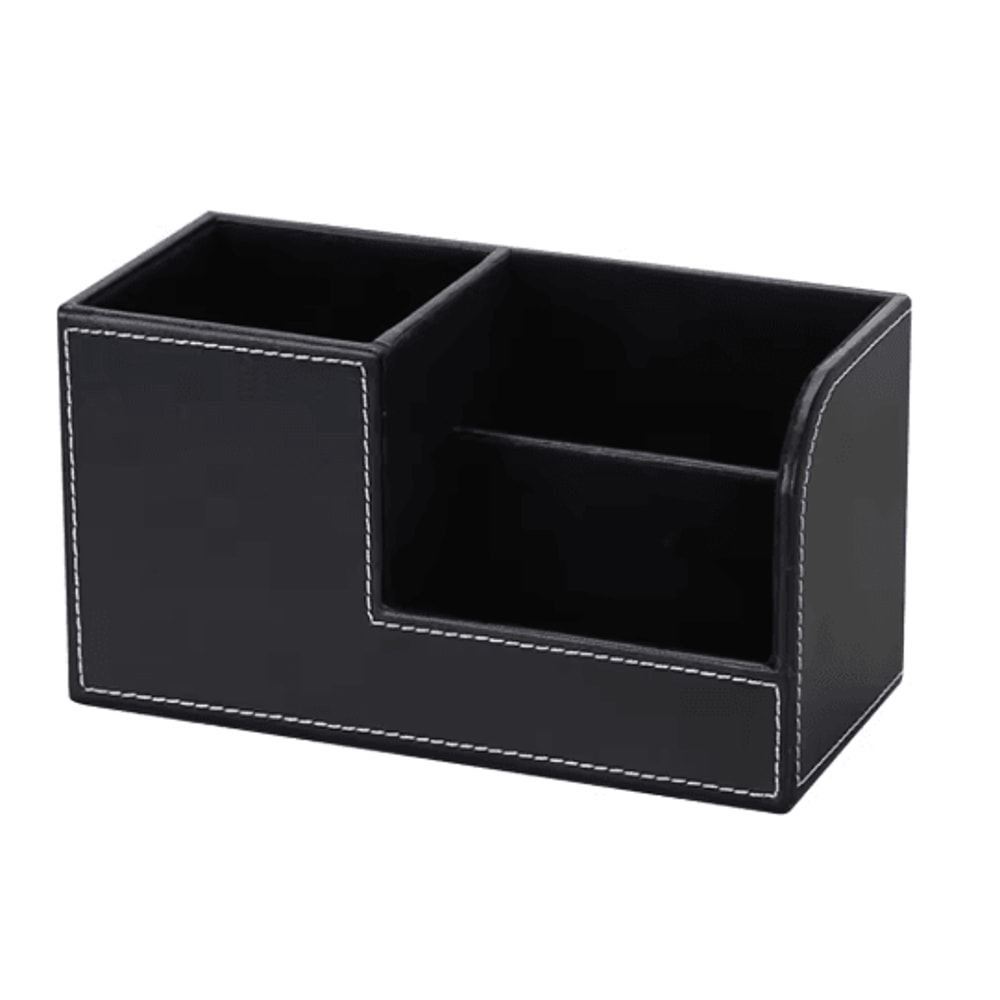 High Grade PU Leather Desk Organizer With 3 Compartment Pen Holder Caddy 1