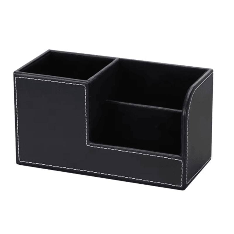 High Grade PU Leather Desk Organizer With 3 Compartment Pen Holder Caddy 1