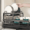 Double Tier Extendable Dish Drainer Large Capacity Adjustable Kitchen Countertop Rack 6