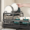 Double Tier Extendable Dish Drainer Large Capacity Adjustable Kitchen Countertop Rack 6