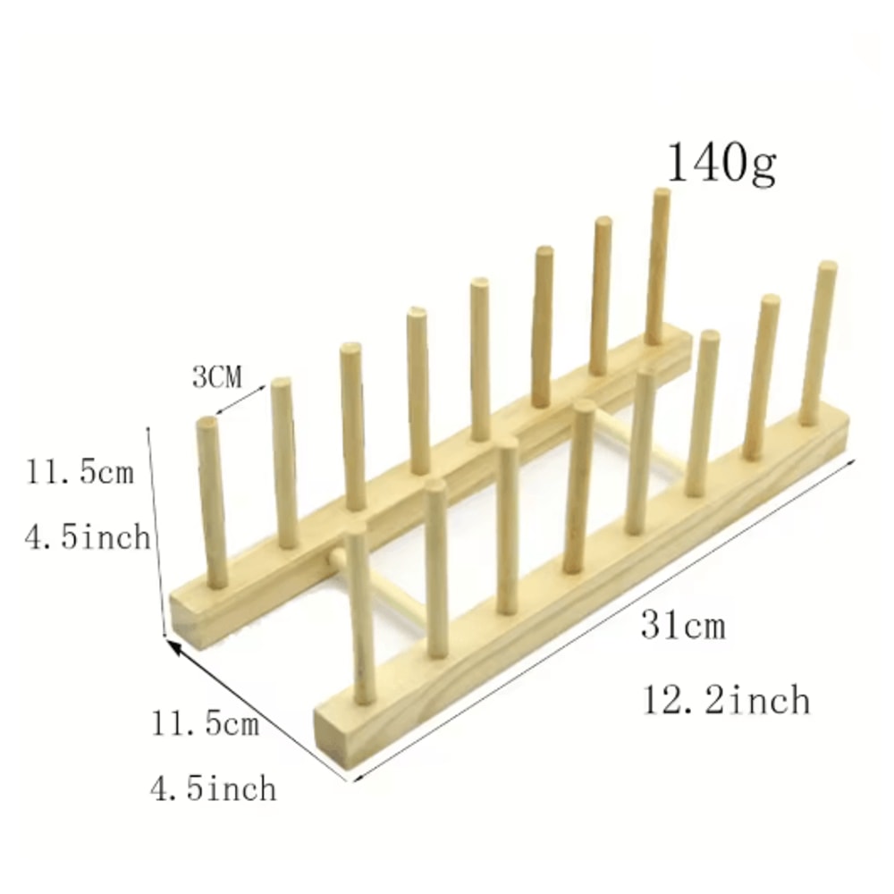 Wooden Dish Drainer Rack Bamboo Plate Pot Lid Drying Stand For Kitchen Counter 3