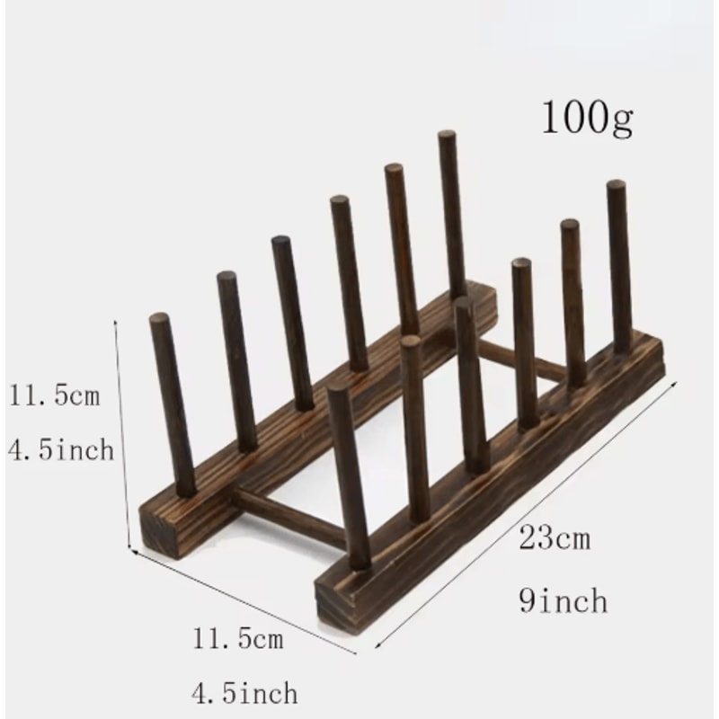 Wooden Dish Drainer Rack Bamboo Plate Pot Lid Drying Stand For Kitchen Counter 4