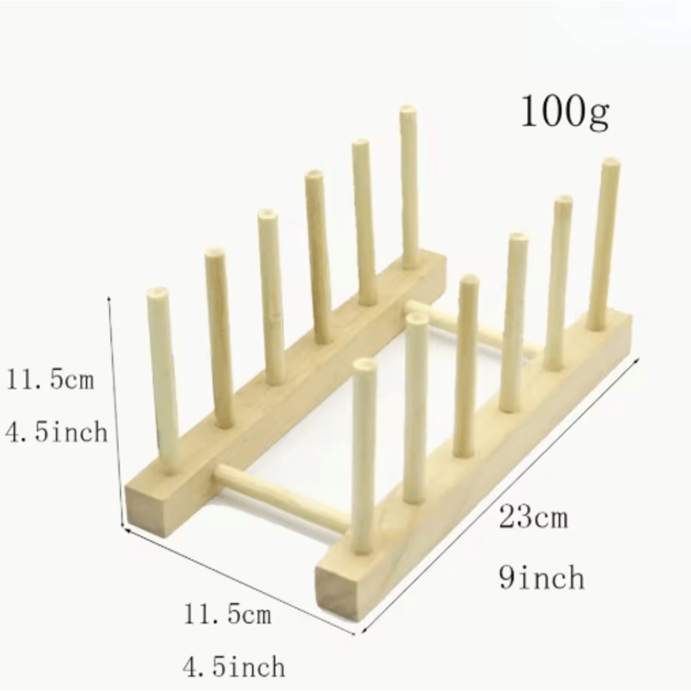 Wooden Dish Drainer Rack Bamboo Plate Pot Lid Drying Stand For Kitchen Counter 5