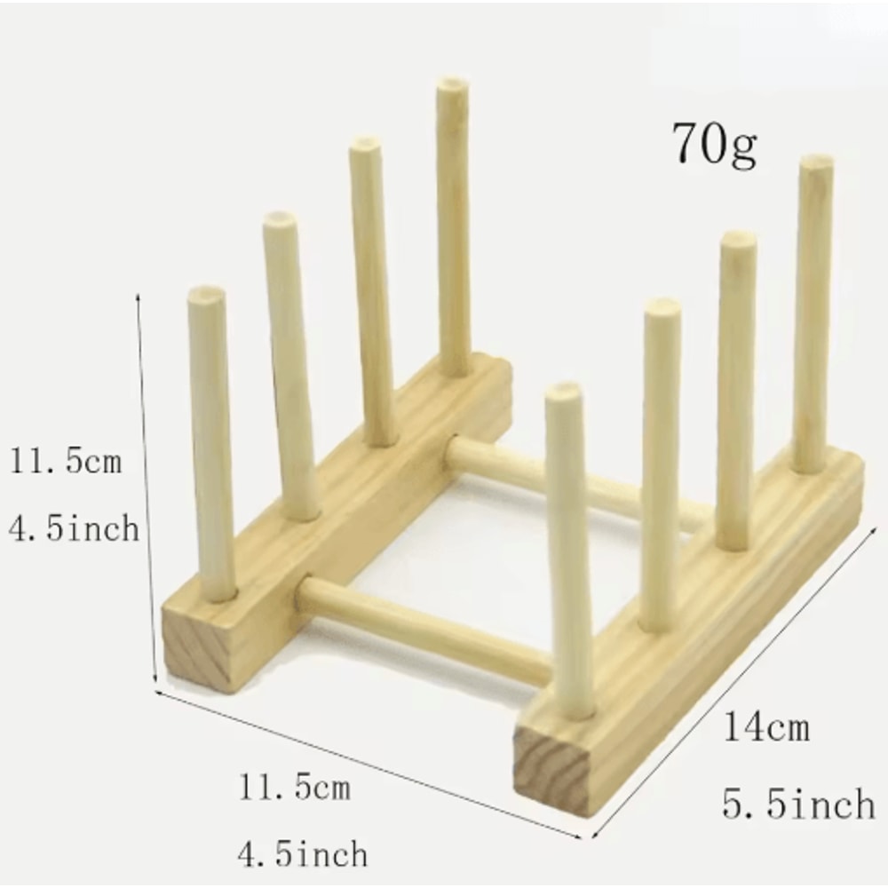 Wooden Dish Drainer Rack Bamboo Plate Pot Lid Drying Stand For Kitchen Counter 6