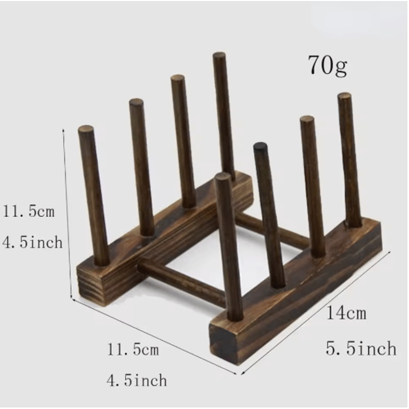 Wooden Dish Drainer Rack Bamboo Plate Pot Lid Drying Stand For Kitchen Counter 7
