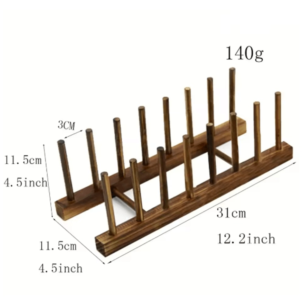 Wooden Dish Drainer Rack Bamboo Plate Pot Lid Drying Stand For Kitchen Counter 8
