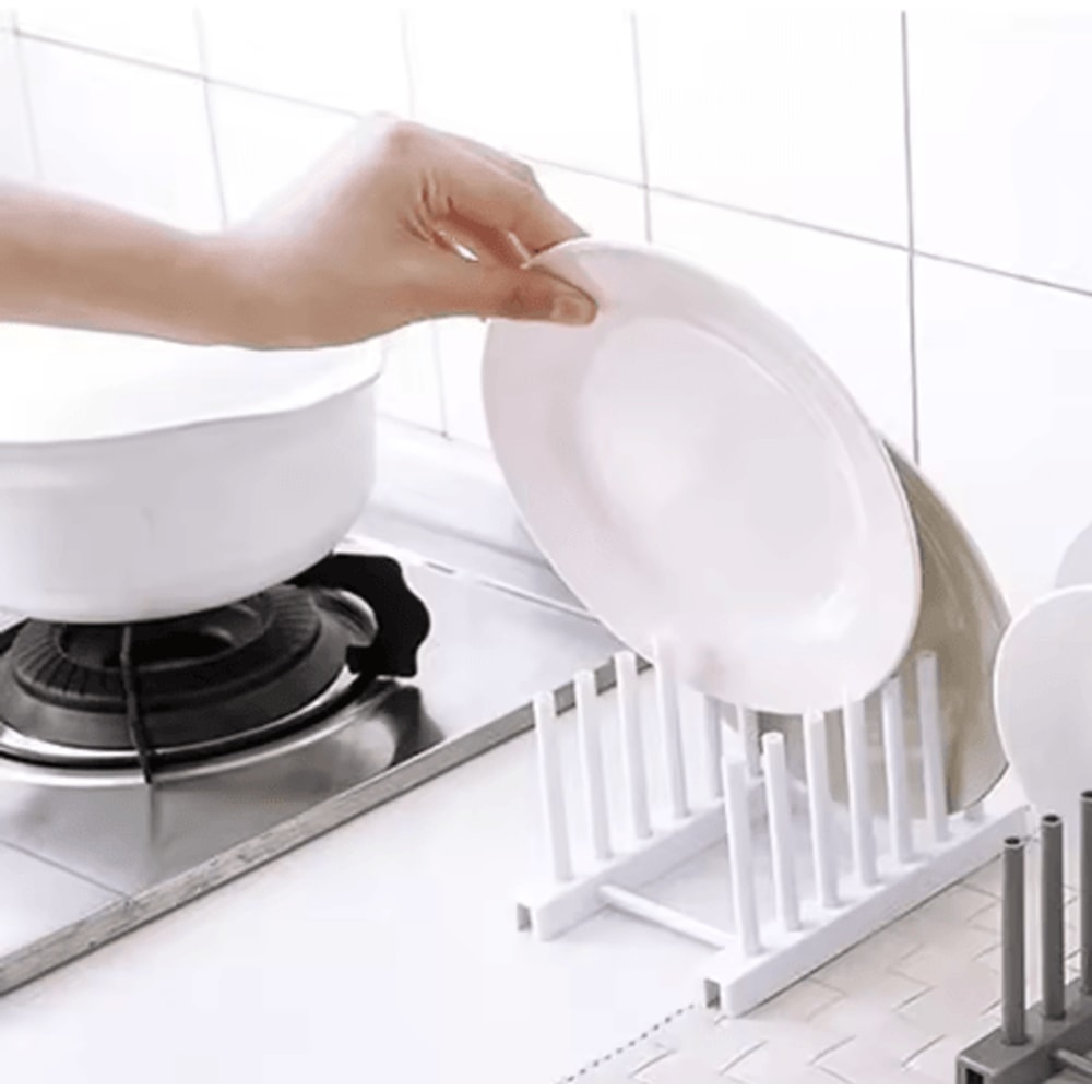 Wooden Dish Drainer Rack Bamboo Plate Pot Lid Drying Stand For Kitchen Counter 12