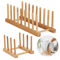 Wooden Dish Drainer Rack Bamboo Plate Pot Lid Drying Stand For Kitchen Counter 13