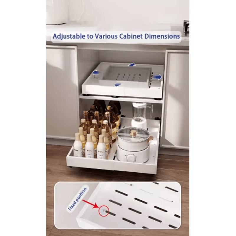 Expandable Pull Out Cabinet Organizer Sliding Under Sink Kitchen Storage Rack 1