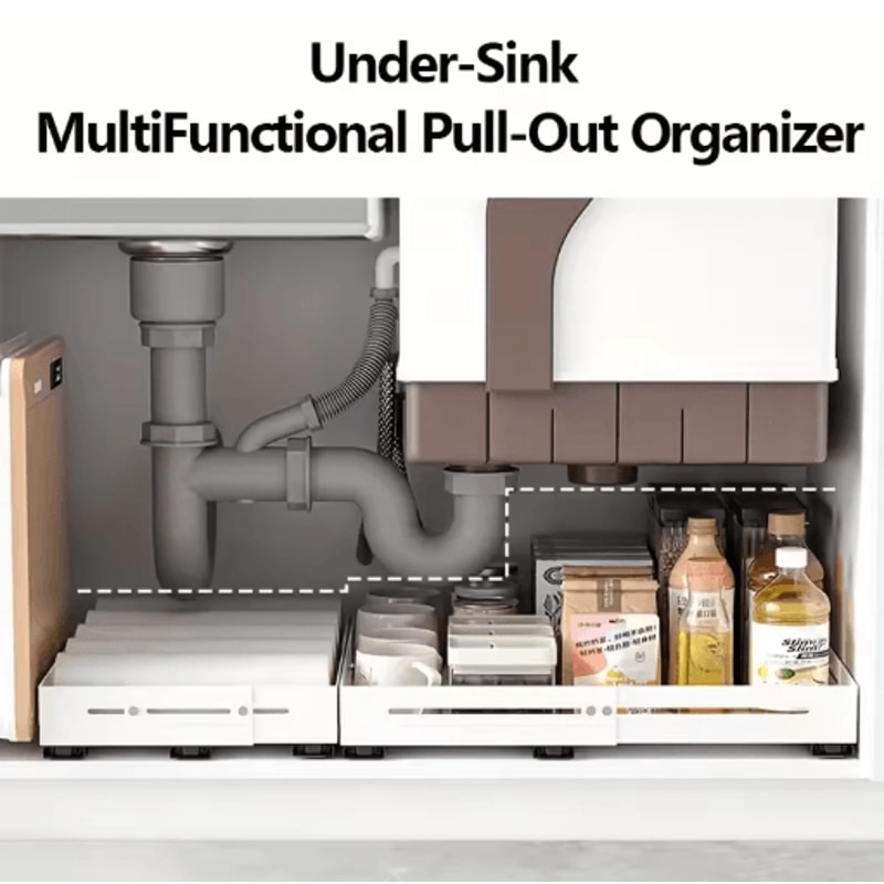 Expandable Pull Out Cabinet Organizer Sliding Under Sink Kitchen Storage Rack 5