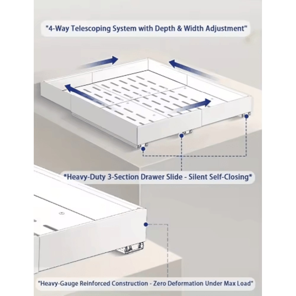 Expandable Pull Out Cabinet Organizer Sliding Under Sink Kitchen Storage Rack 6