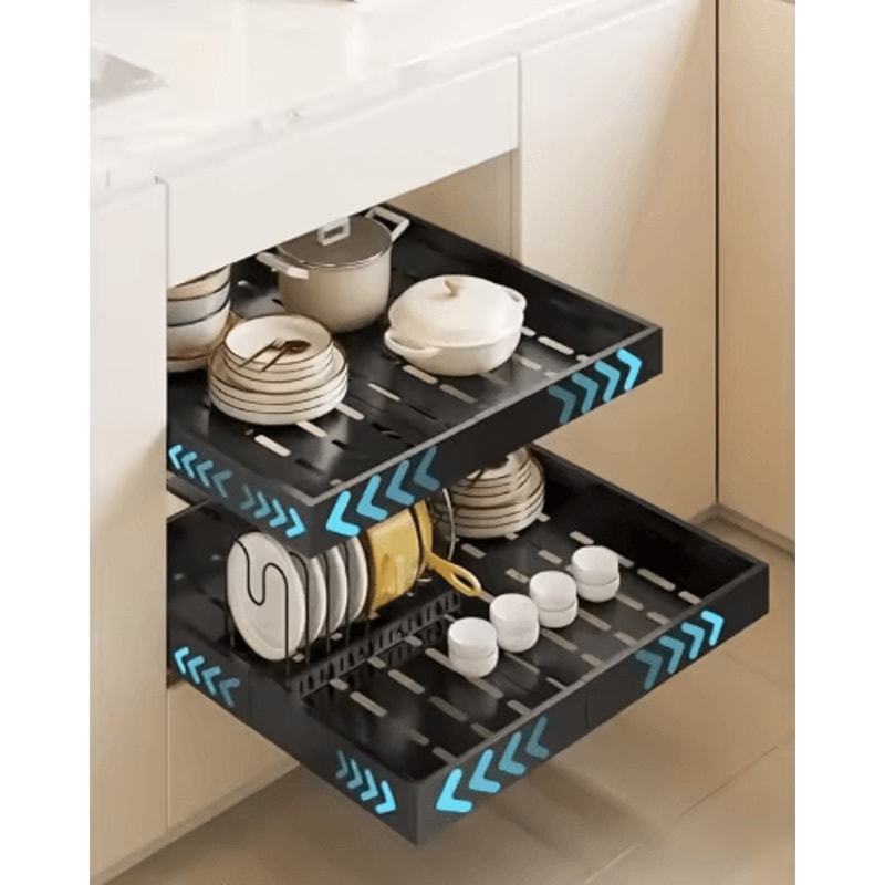 Expandable Pull Out Cabinet Organizer Sliding Under Sink Kitchen Storage Rack 0