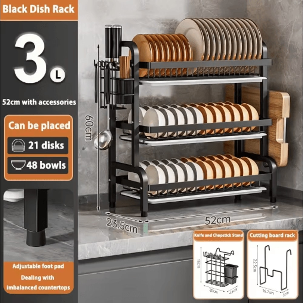 Multifunctional Multi Layer Dish Rack Portable Kitchen Countertop Storage Drain Shelf 0