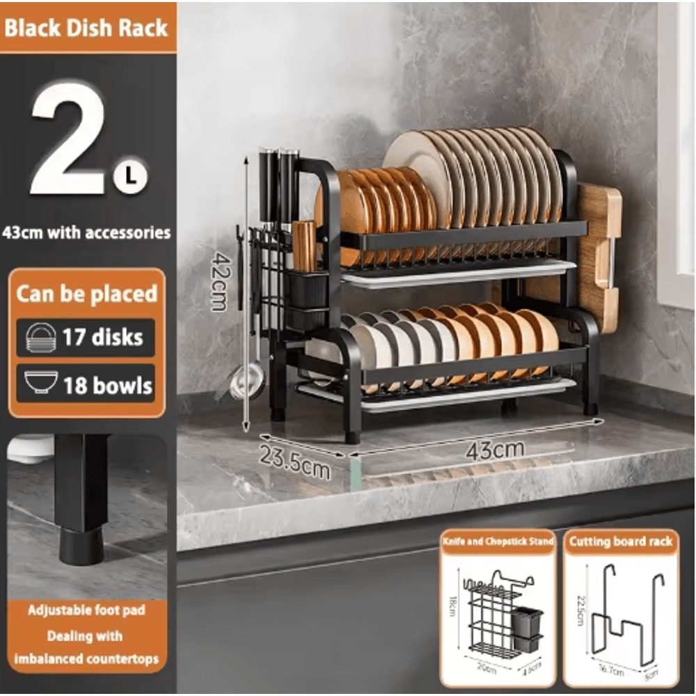 Multifunctional Multi Layer Dish Rack Portable Kitchen Countertop Storage Drain Shelf 3