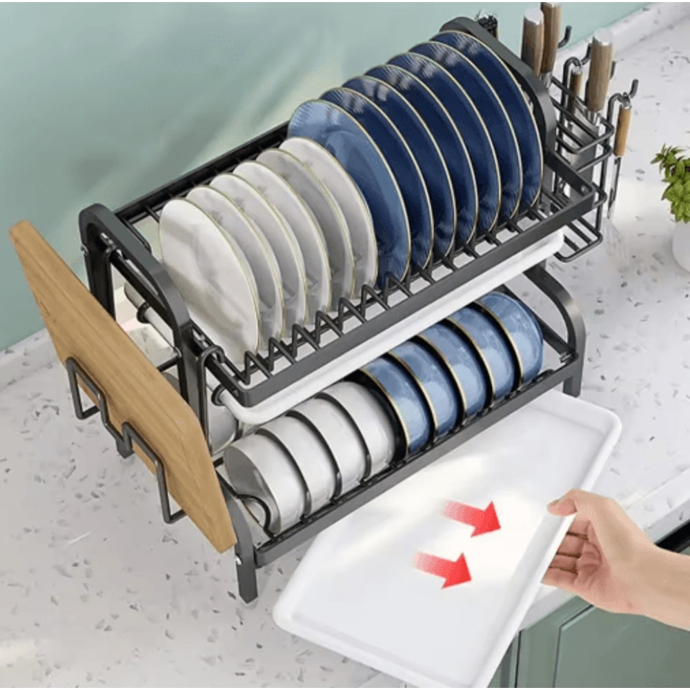 Multifunctional Multi Layer Dish Rack Portable Kitchen Countertop Storage Drain Shelf 5