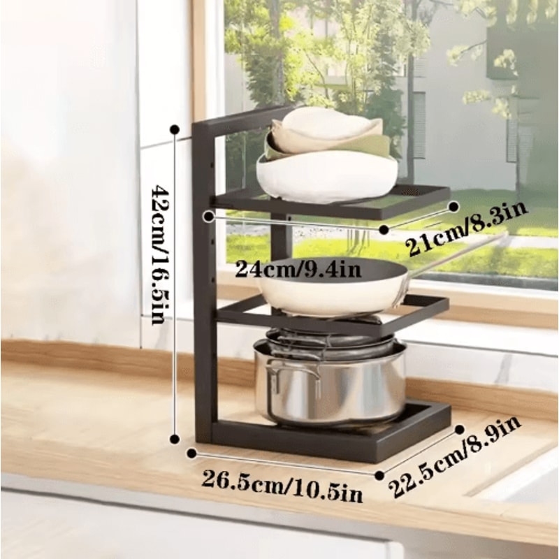 Height Adjustable Stainless Steel Pot Rack 3 To 4 Layer Under Sink Cabinet Organizer 2