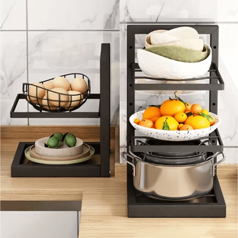 Height Adjustable Stainless Steel Pot Rack 3 To 4 Layer Under Sink Cabinet Organizer 4