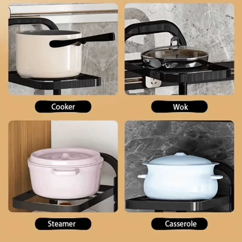 Height Adjustable Stainless Steel Pot Rack 3 To 4 Layer Under Sink Cabinet Organizer 5