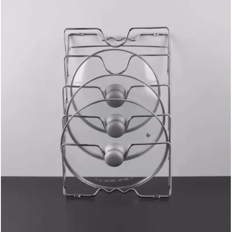 Wall Mounted 5 Tier Pot Lid Organizer Rust Proof Metal Kitchen Storage Rack 5