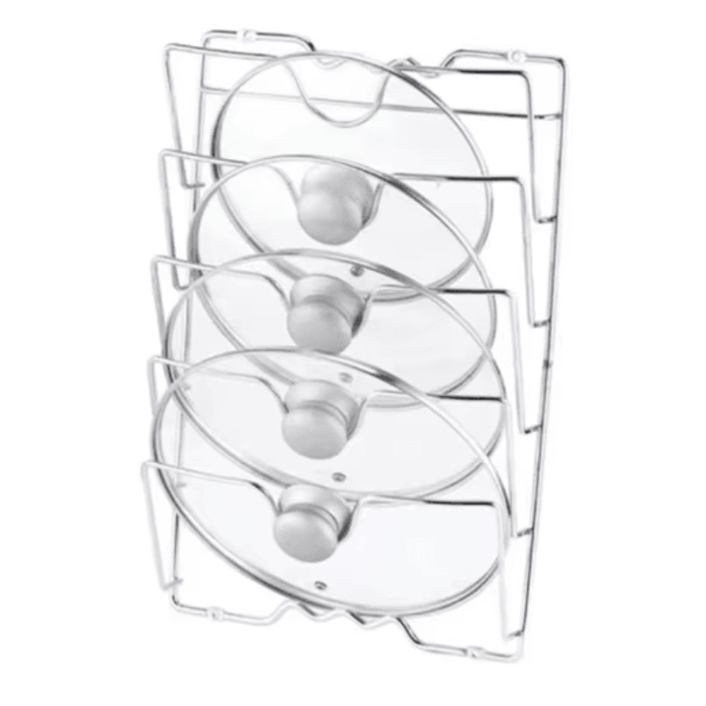 Wall Mounted 5 Tier Pot Lid Organizer Rust Proof Metal Kitchen Storage Rack 6